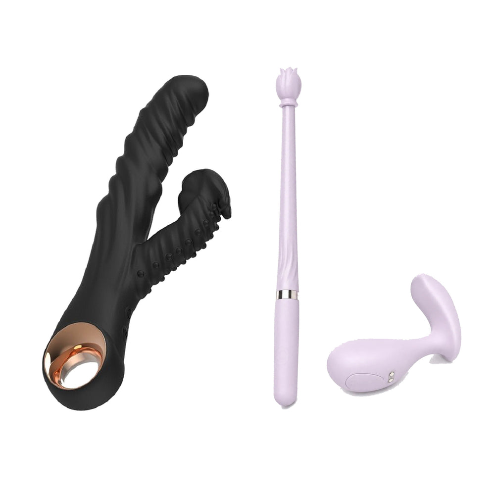 Motion & Connection Duo: black EmberHide Cruise, lilac Violet Spell and its matching wand on a white background.