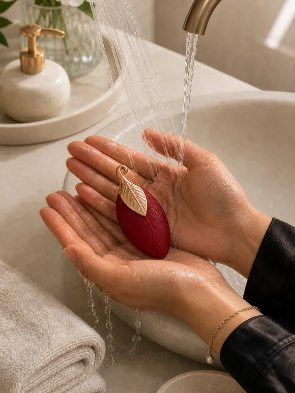 Aurae Leaf Sonic being rinsed clean under running water