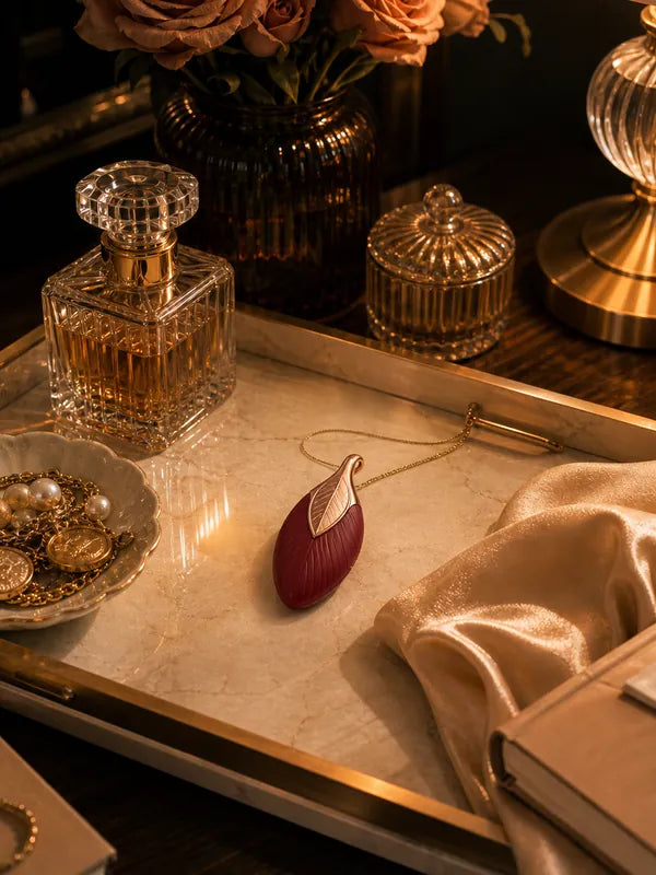 Aurae Leaf Sonic styled like a beautiful design object on a vanity tray