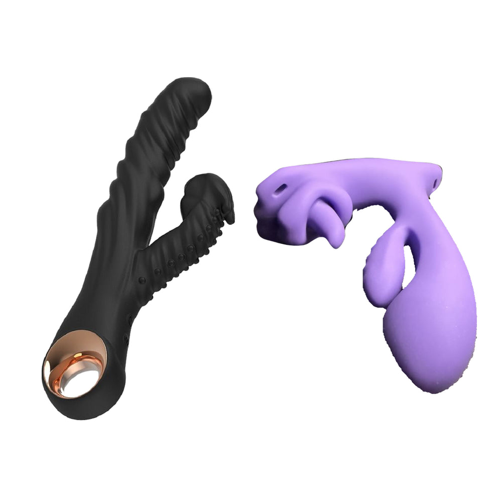 The Control Duo: black EmberHide Cruise and purple Queen's Bloom on a white background.
