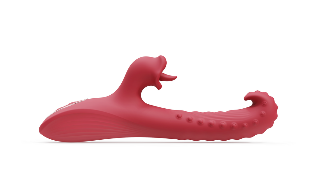 RedDrake side view showing the long curved body, raised texture and dragon-shaped external arm