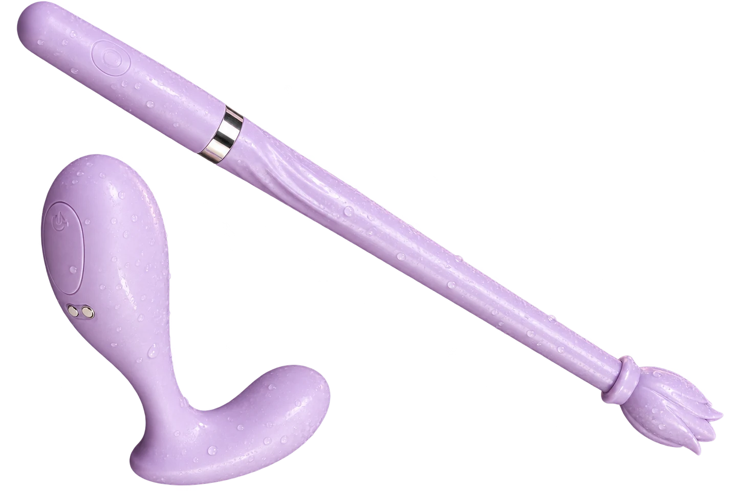 Violet Spell couples vibrator set with a lilac Wand and Pearl