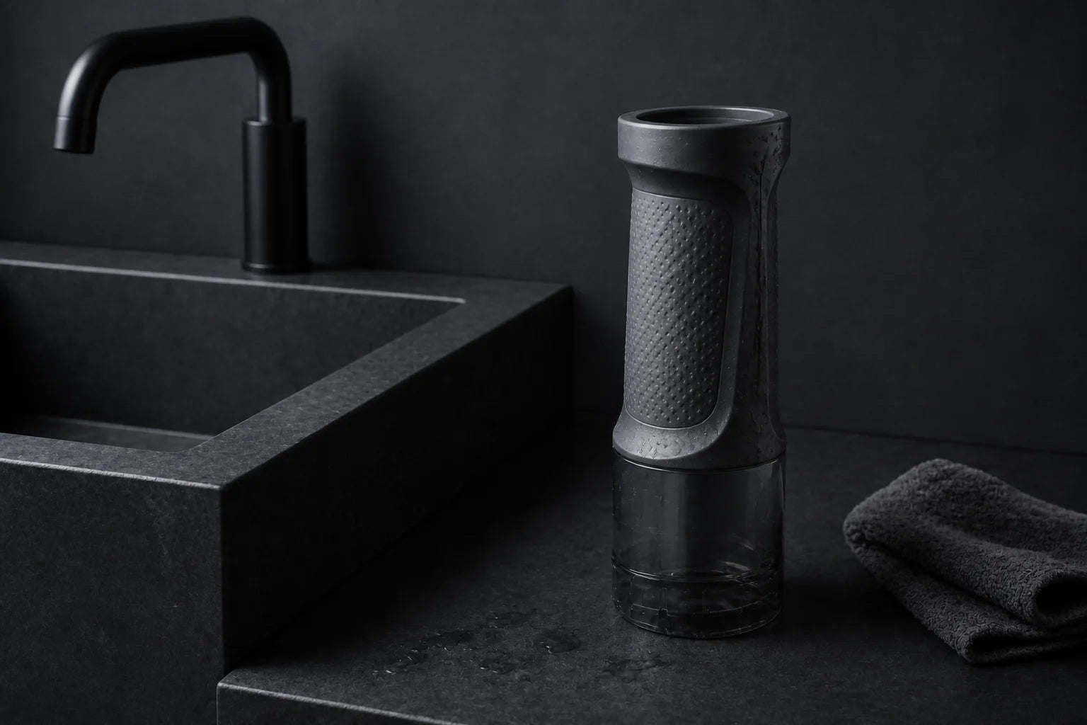 Generic one-piece device brought to the sink for whole-device cleaning