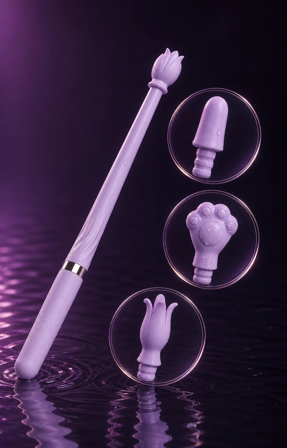 Charm Wand shown with three interchangeable heads