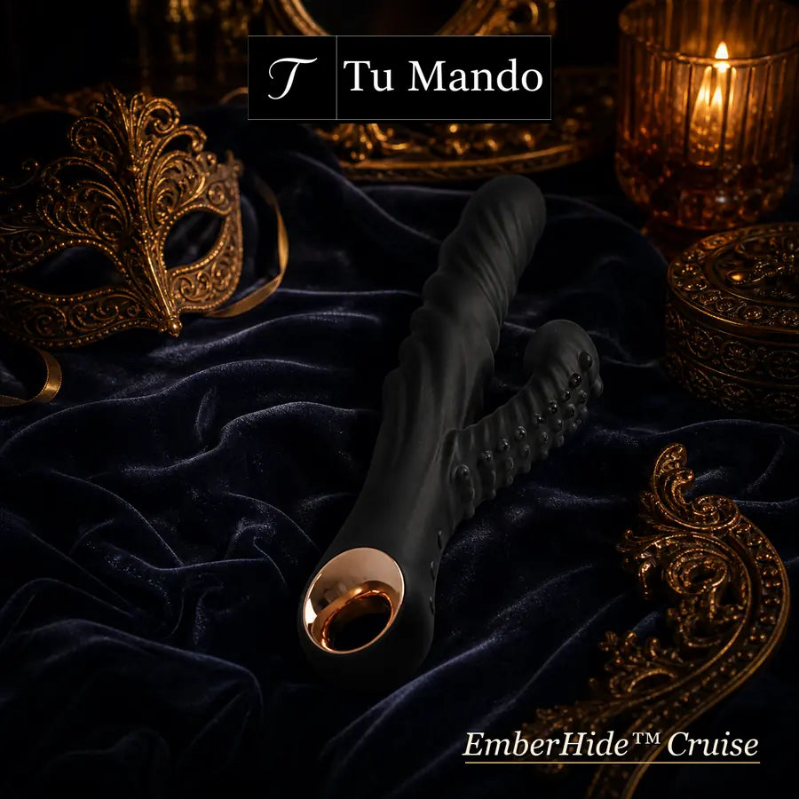 EmberHide Cruise in a dark blue velvet private ritual setting