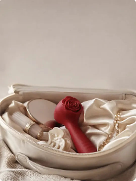 Rosé tucked inside a soft pouch to show discreet carry and storage